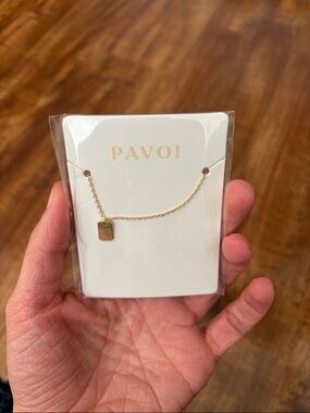 PAVOI Gold Mini Tag Necklace - Delicate Women's Pendant